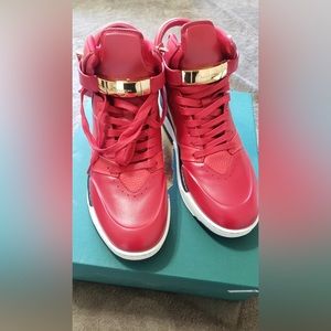 Buscemi men’s size 9 red leather upper sneakers barely worn.